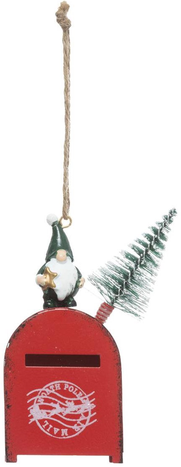 Feeric lights & Christmas Metalen kerstbrievenbus met kaboutermotief, 11 cm Rouge