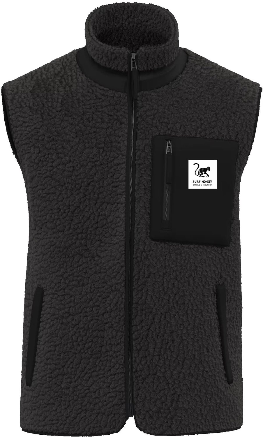 Sherpa Vest - Surf - Unisex - Warm, Zacht en Mouwloos - (Zwart M)