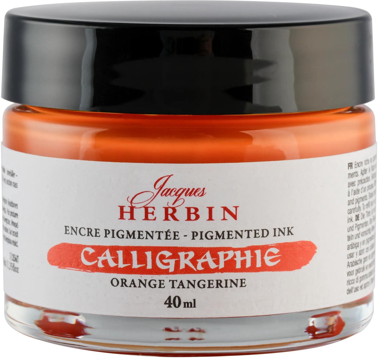 Jacques Herbin Kalligrafie Inkt – Gepigmenteerde Inkt voor Dip Pen en Kroontjespen – Mandarijn Oranje – 40 ml
