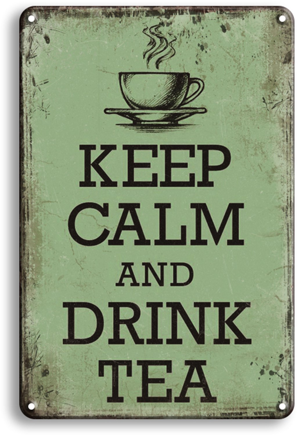 Keep Calm And Drink Tea – Metalen Wandbord 30x20cm – Thee Tekstbord – Keuken Wanddecoratie – Vintage Retro Decoratie