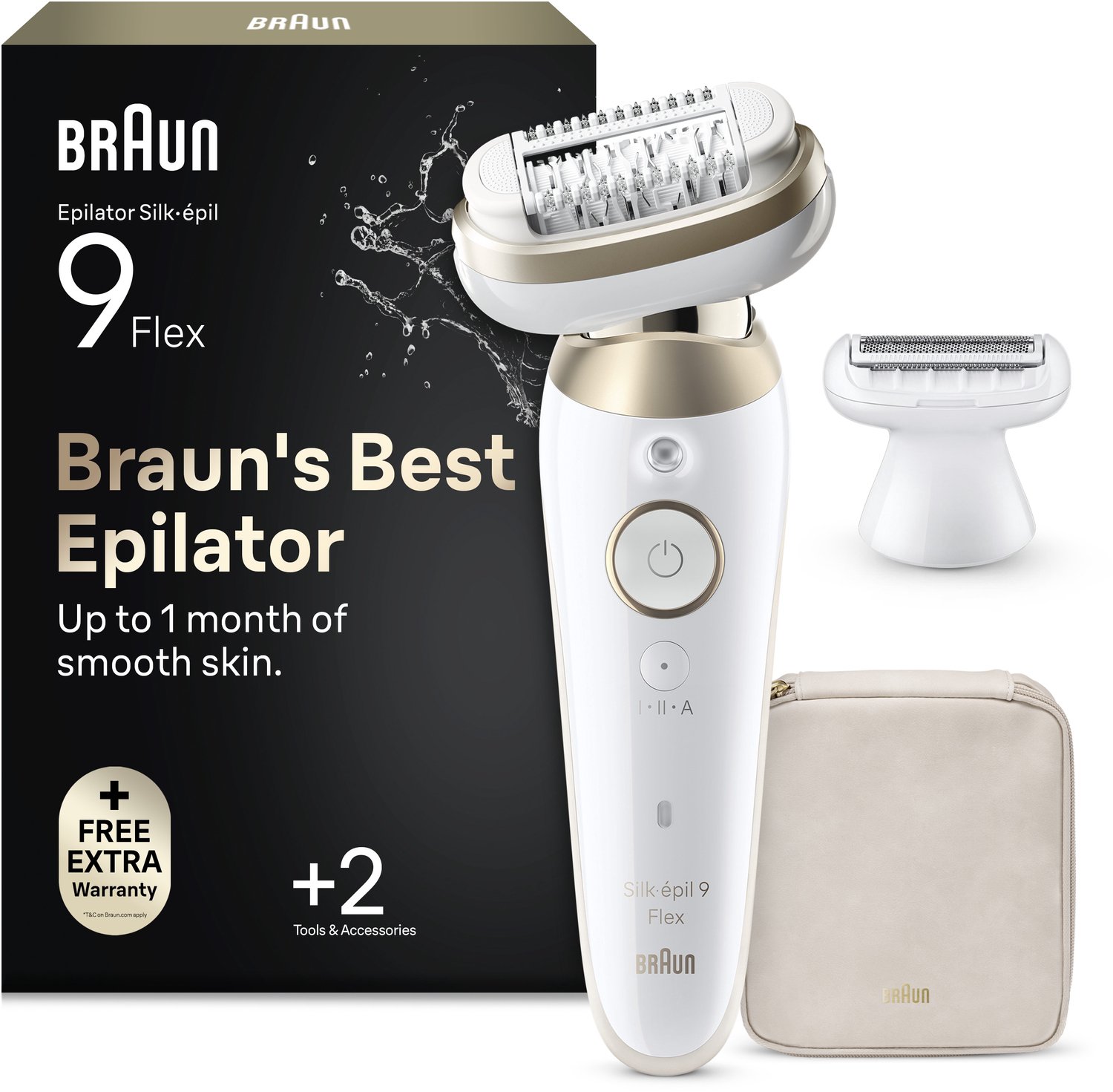 Braun Silk·épil 9 Flex - 9-011 3D - Wet & Dry Epilator - Met 360° Flexibele Kop voor Gemakkelijke Haarverwijdering - Langdurig Gladde Huid - Goud