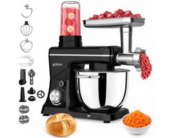 Gatson Multifunctionele Keukenmachine - Blender, Vleesmolen, Koekjesmaker & Groentesnijder - Keukenmixer - Keukenrobot - Foodprocessor - Mixer Met Mengkom