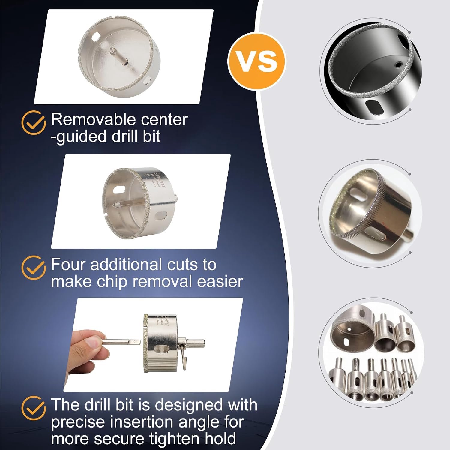 Diamantboor 52 mm - diamantcoating - hoge hardheid - ideaal voor keramiek en tegels - Homevero