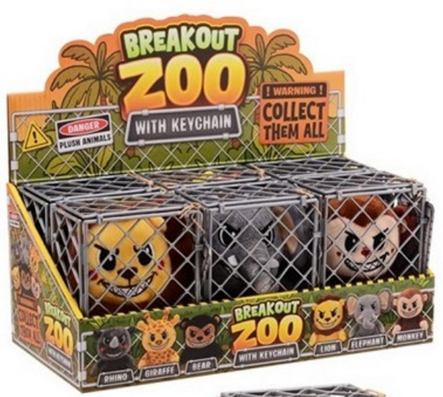 Break Out Zoo Pluche Dier in Kooi - Bundle of 6