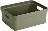 Sunware Sigma Home opbergbox 24L – 44,5x34,5x18,3 cm – Donkergroen – BPA-vrij plastic, stapelbaar (deksel apart verkrijgbaar) – stijlvolle opbergmand voor kinderkamer & woonkamer