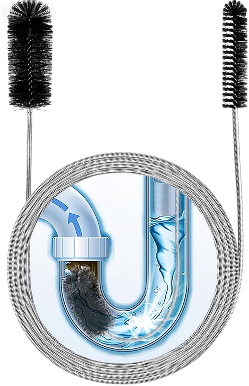 Reinigingsborstel Duurzaam - Slangreinigingsborstel - Aquariumreinigingsborstel - Roestvrij Staal - Flexibel - 155 cm Lengte - Slangborstel