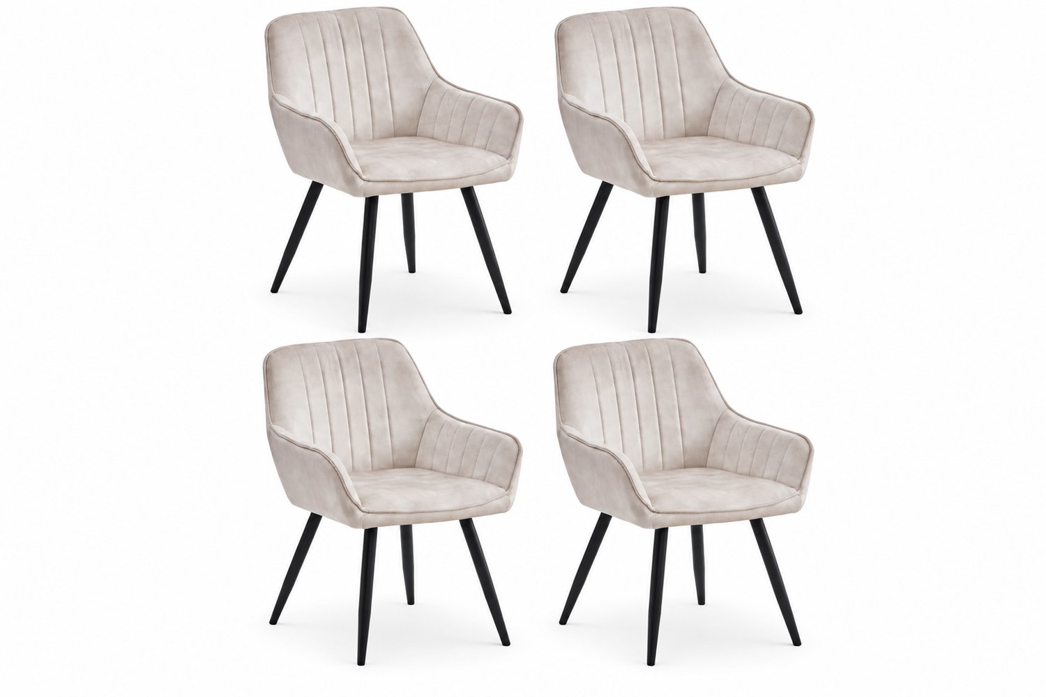 Colenis Ozzy Eetkamerstoel - Set van 4 - Beige - Adore Velvet