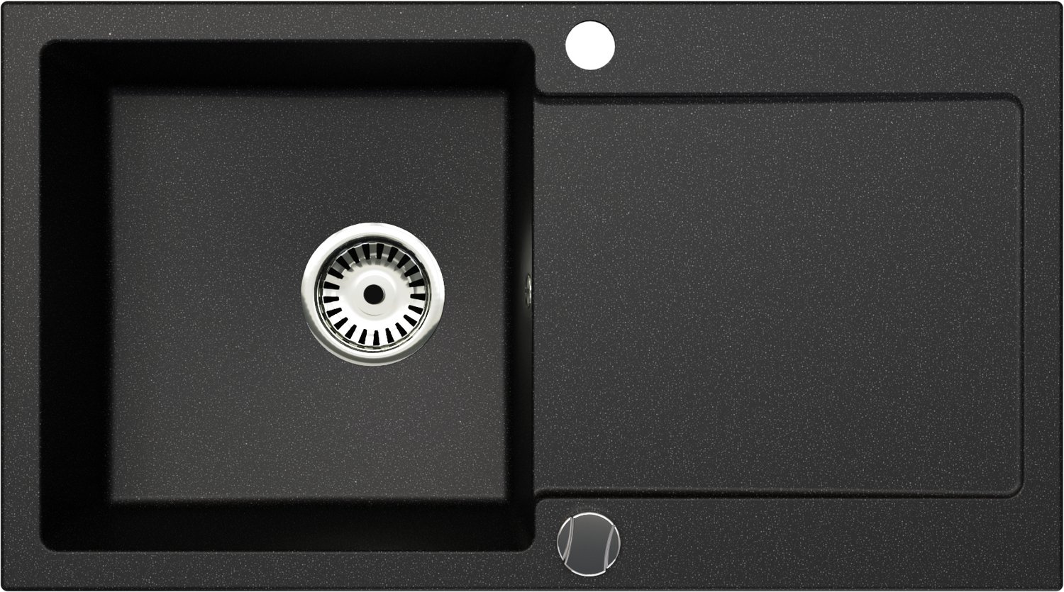 Faizee Home Granieten Spoelbak – Kwartscomposiet Keuken Spoelbak – Verschillende Modellen en Kleuren Element Schwarz Gesprenkelt