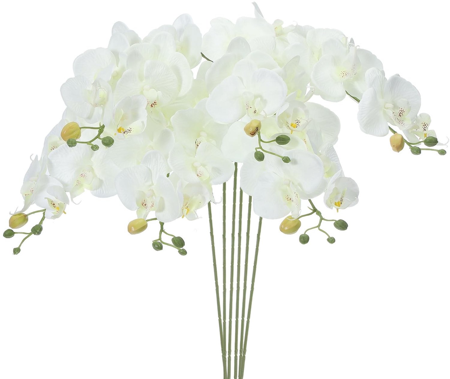 Kunst Orchidee Stelen 80cm - 6 Stuks Witte Zijden Phalaenopsis Bloemen