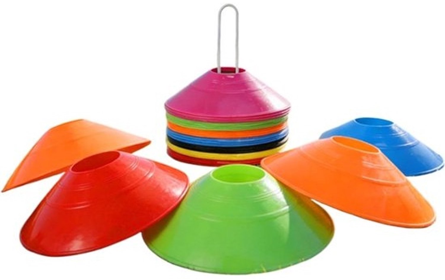 Sporthoedjes Set - Markeerhoedjes Training - Sportoefeningen - Stapelbaar en Draagbaar Ontwerp - 50 Stuks 19x5 cm - Opvallende Kleuren