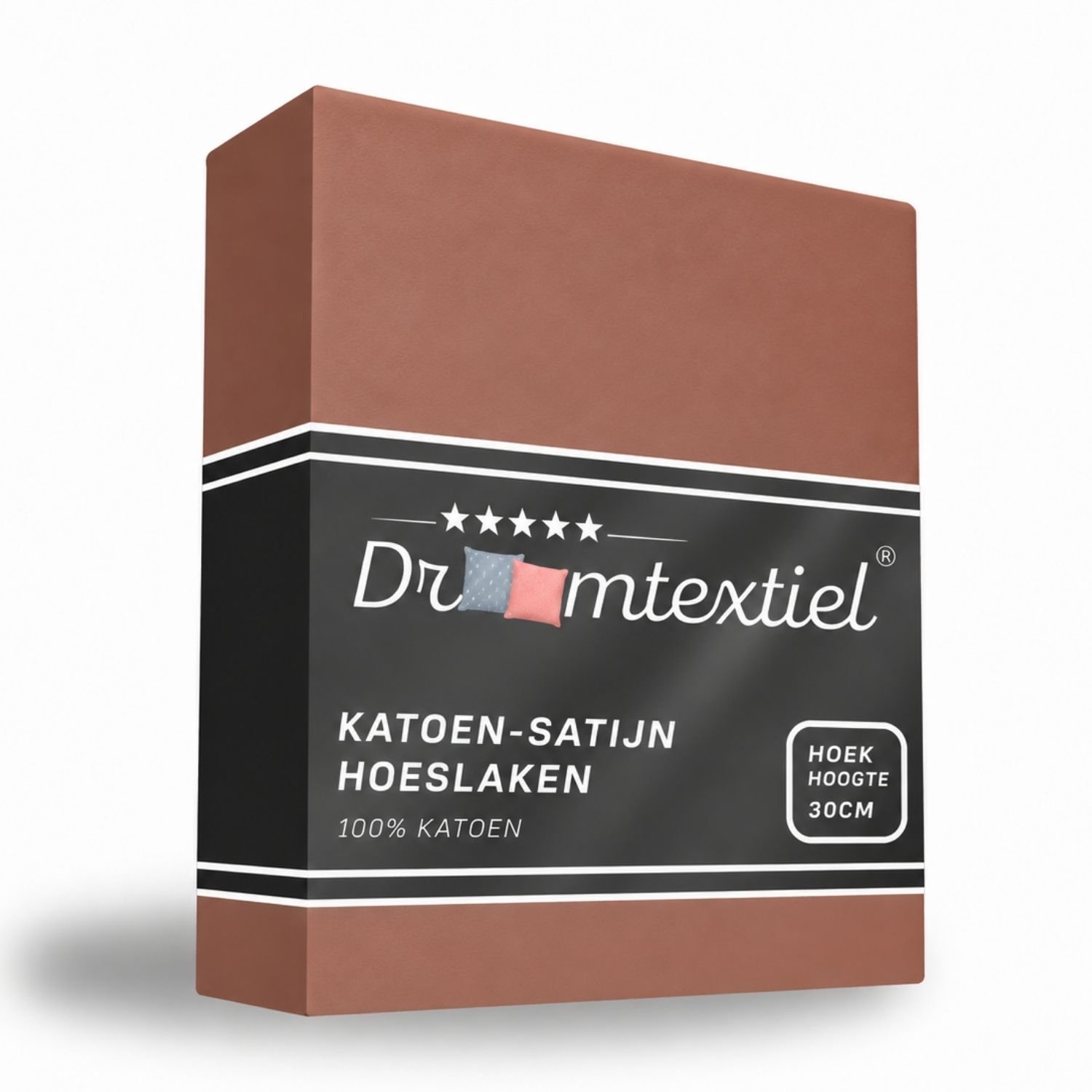 Droomtextiel Hoeslaken Katoen-Satijn - Bruin - 180x210 cm - Hoogwaardige Kwaliteit - Super Zacht - Hoge Hoek