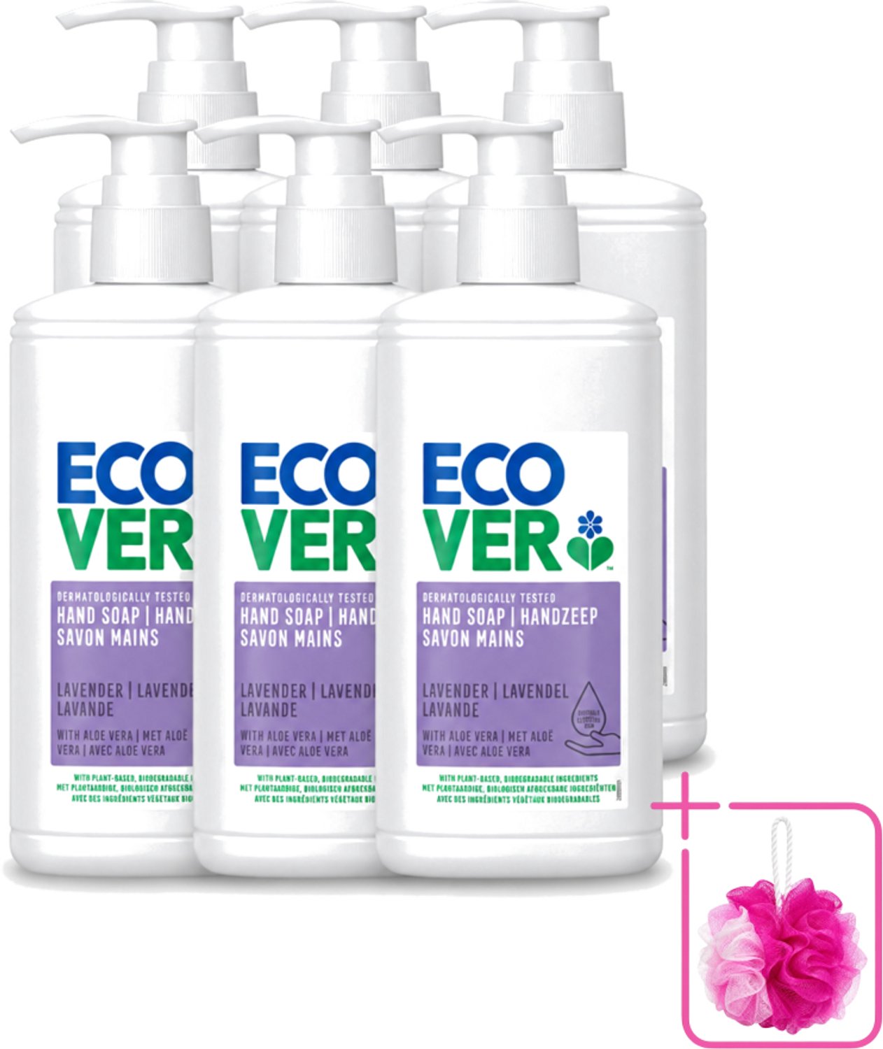 6 x Ecover - Handzeep - Lavendel & Aloë Vera - 250 ml - Bulkverpakking - Handzeep - Douchemop - Natuurlijke handzeep