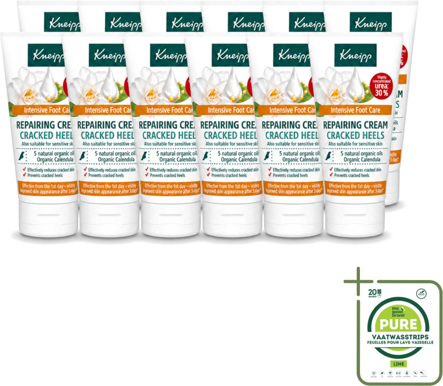 12 x Kneipp - Hielklovencrème - 30 % ureum - Geschikt voor diabetici - 50 ml - Grootverpakking - Vaatwasstrips - Kneipp Hielklovencrème - 30% Ureum - Droge Hielen - Gebarsten Hielen - Voetverzorging