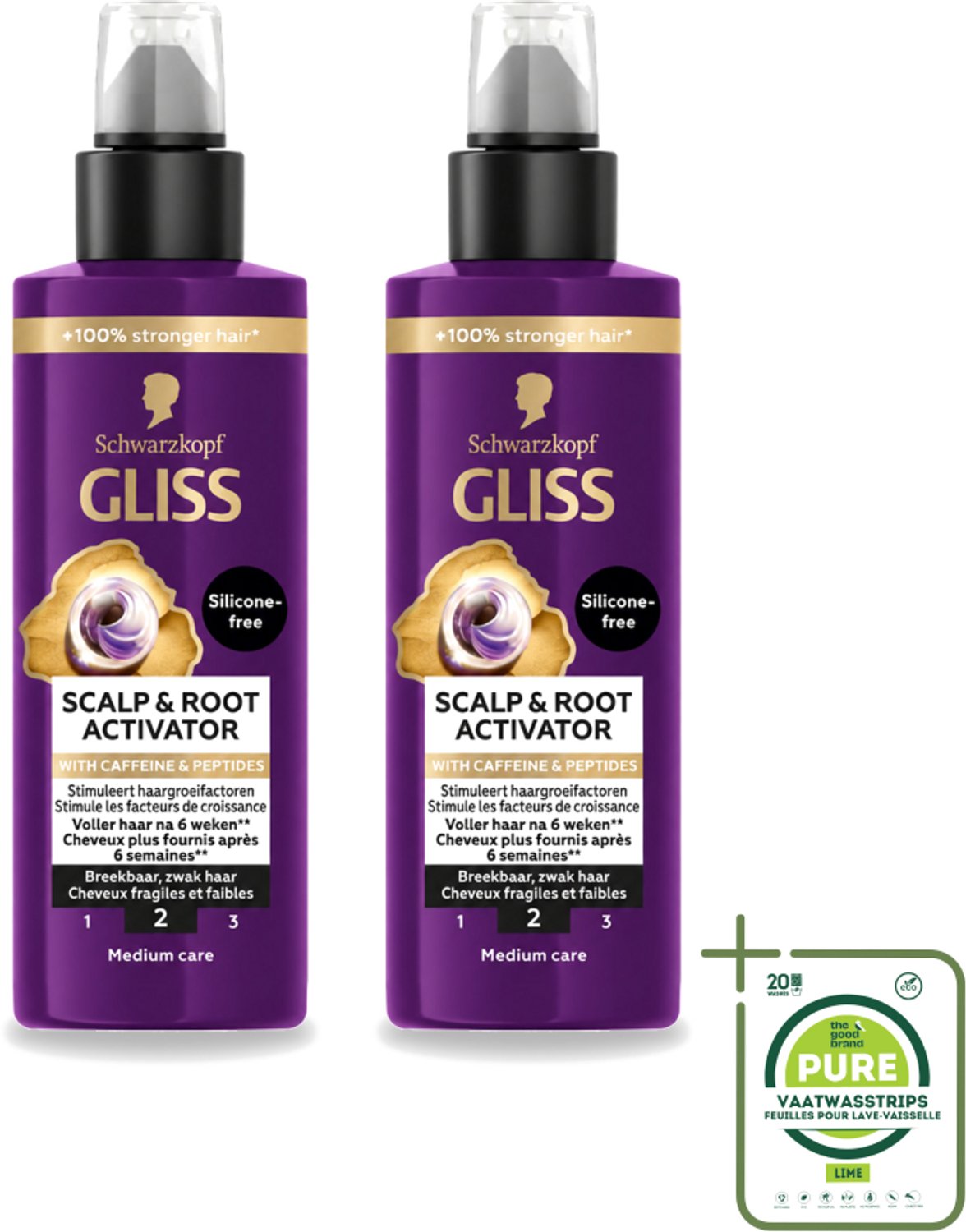 2 x Gliss - Scalp & Root Activator - Siliconenvrij - Voor Gezonde Hoofdhuid - 100 ml - Grootverpakking - Vaatwasstrips - Haargroei Activator - Haarwortel Stimuleren - Siliconenvrije Haarserum - Haarwortel Verzorging - Dun Haar Versterken