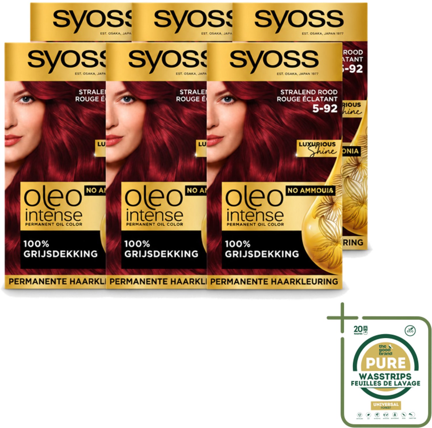 6 x SYOSS - Oleo Intense 5-92 - Haarverf - Permanente Haarkleuring - Stralend Rood - Langdurige Kleur - Wasstrips - Haarverf - Permanent Haarkleuring - Stralend Rood - Haarkleur - Haarverf Zonder Ammoniak