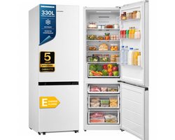 Heinner HCNF-M330INVE++ Koel-vriescombinatie – 330 L – Total No Frost – Inverter Compressor – Energieklasse E – Elektronische Bediening – Super Cooling-functie – Kinderslot – LED-verlichting – Wit – 5 Jaar Garantie