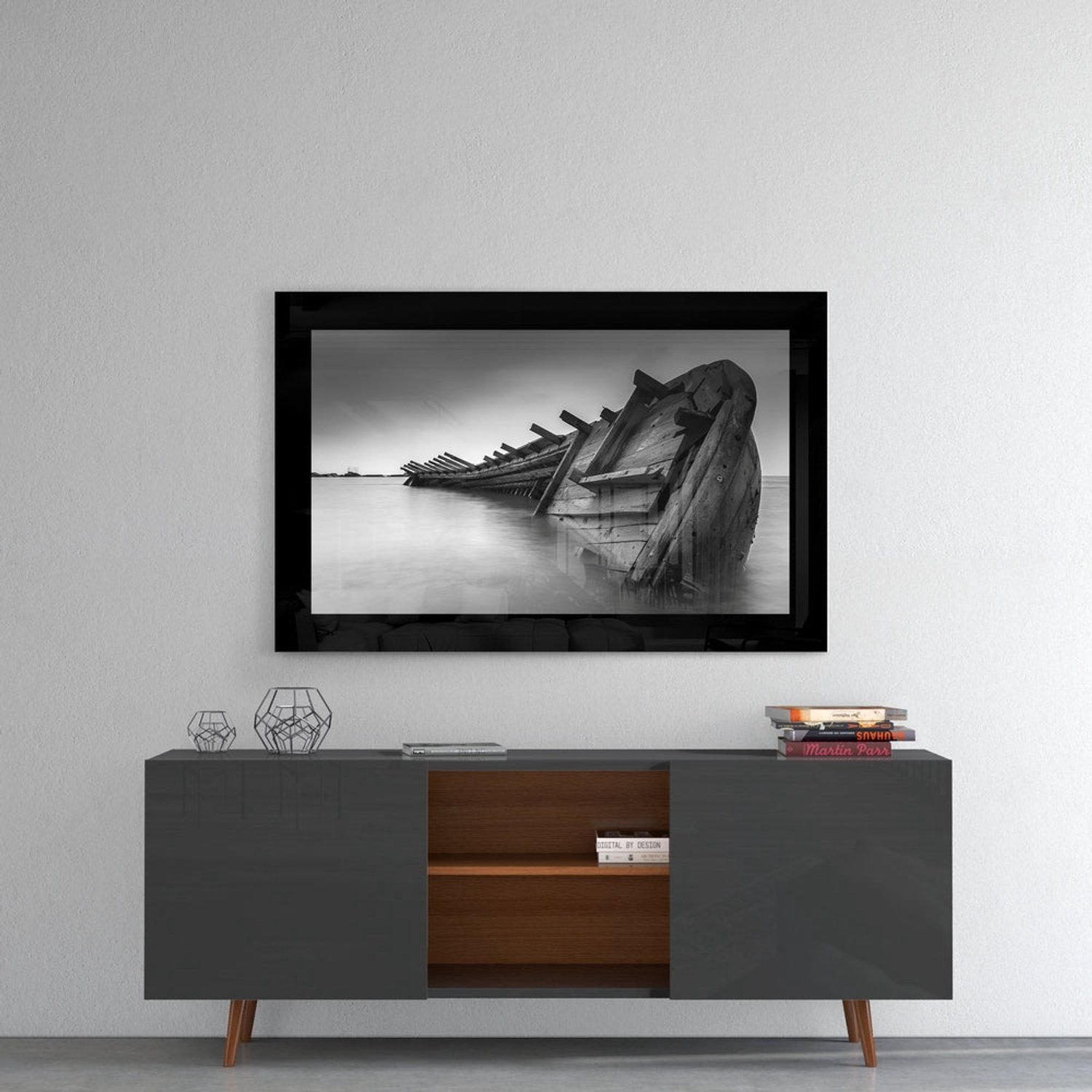 Glasschilderij – Verlaten Boot – Moderne Wanddecoratie