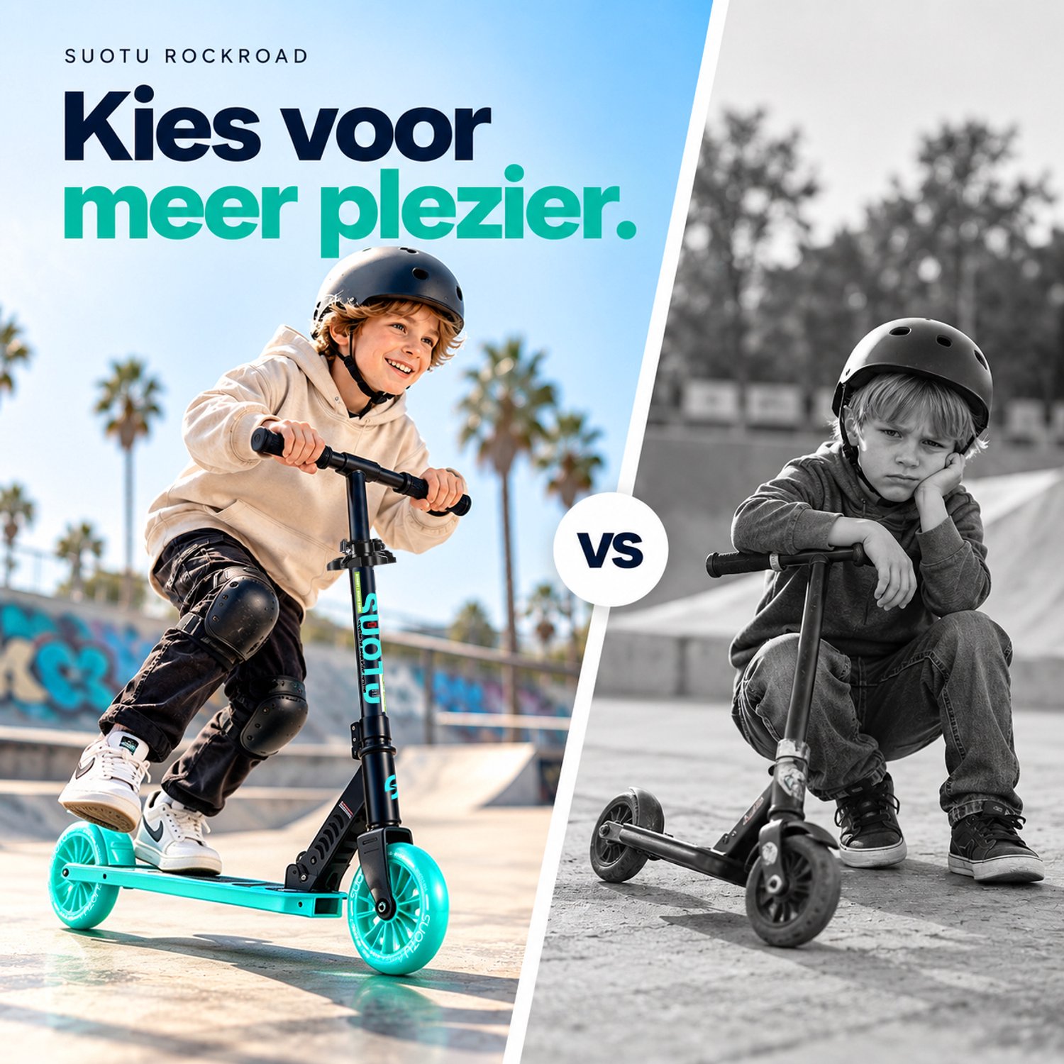 Suotu Kinderstep - 145mm Lichtgevende Wielen - Step - Speelgoed Jongens/Meisjes - Max stuurhoogte: 85 cm - Aluminium - Blauw/Zwart thumbnail 3
