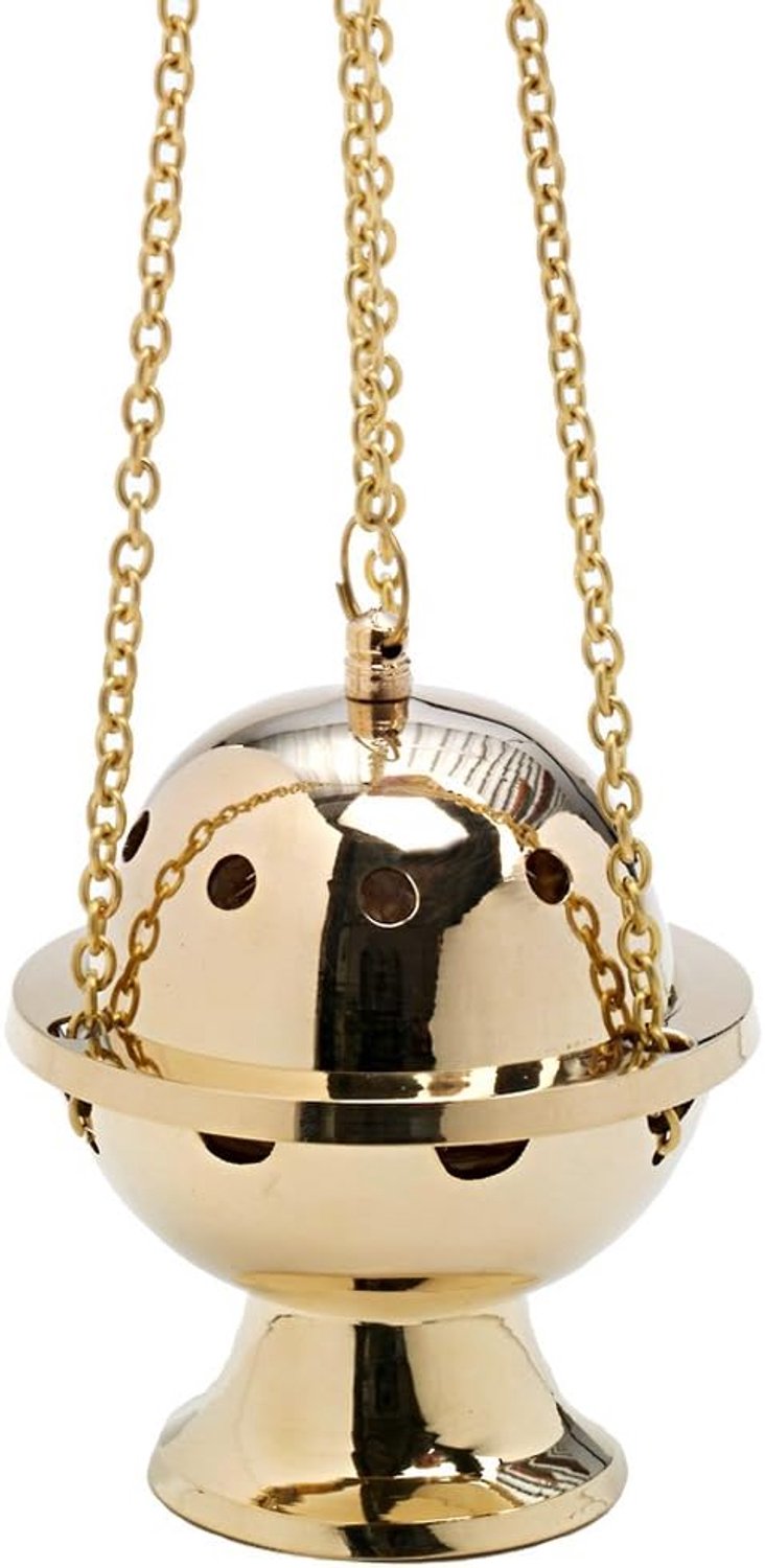 Messing Rookvat met Binnenkom en Ketting - 50 cm