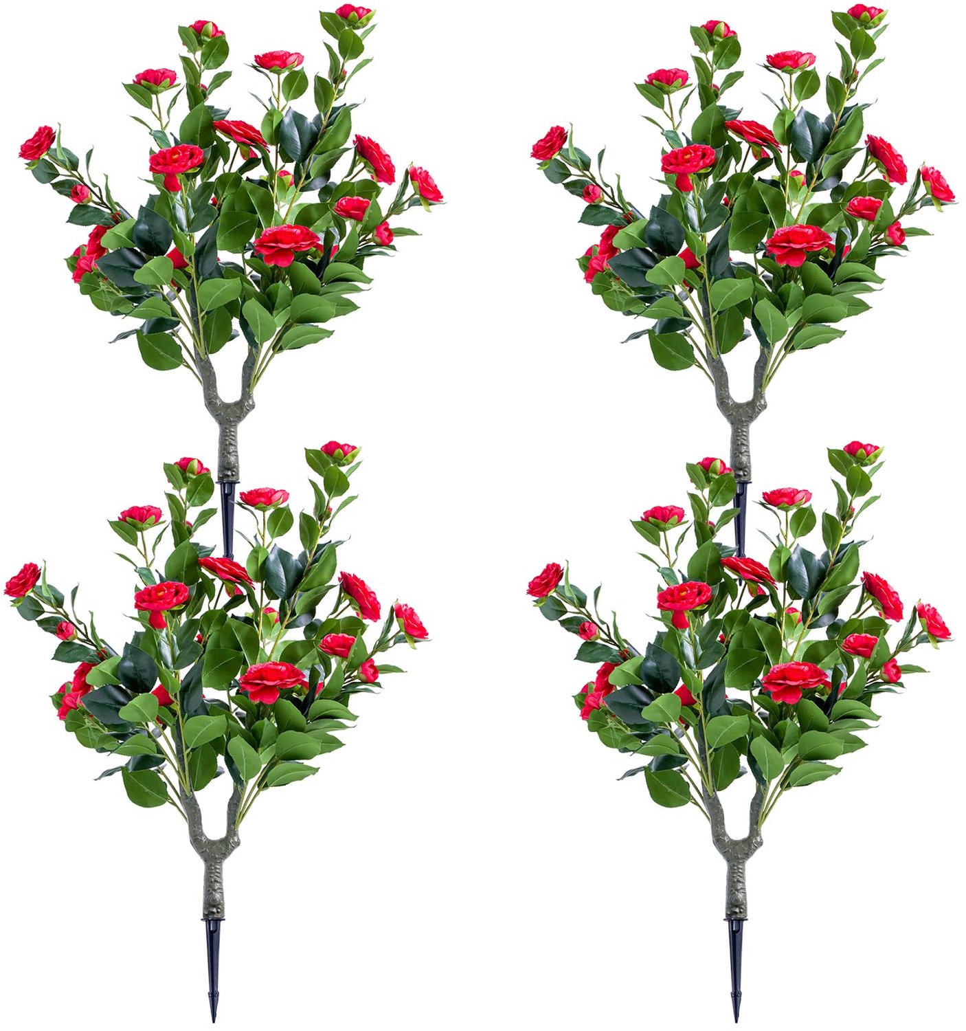 Danky - Kunstmatige topiarybomen met grondpennen - 90 x 40 cm - Rood - 4 stuks