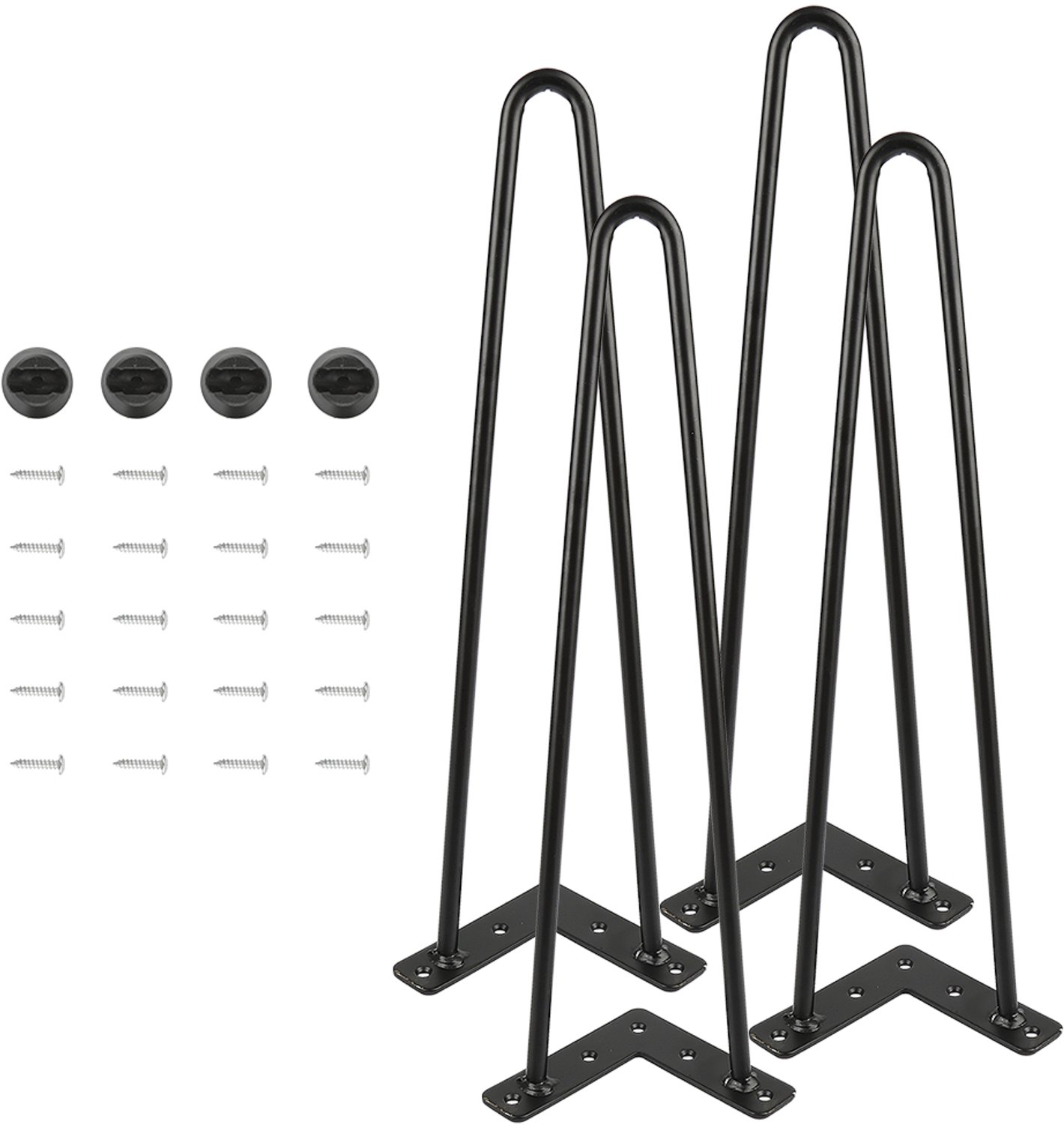 PIPIPOXER Tafelpoten Hairpin - set van 4 x 50 cm - 2 staven - Meubelpoten - Tafelpoten pinpoten - zwart