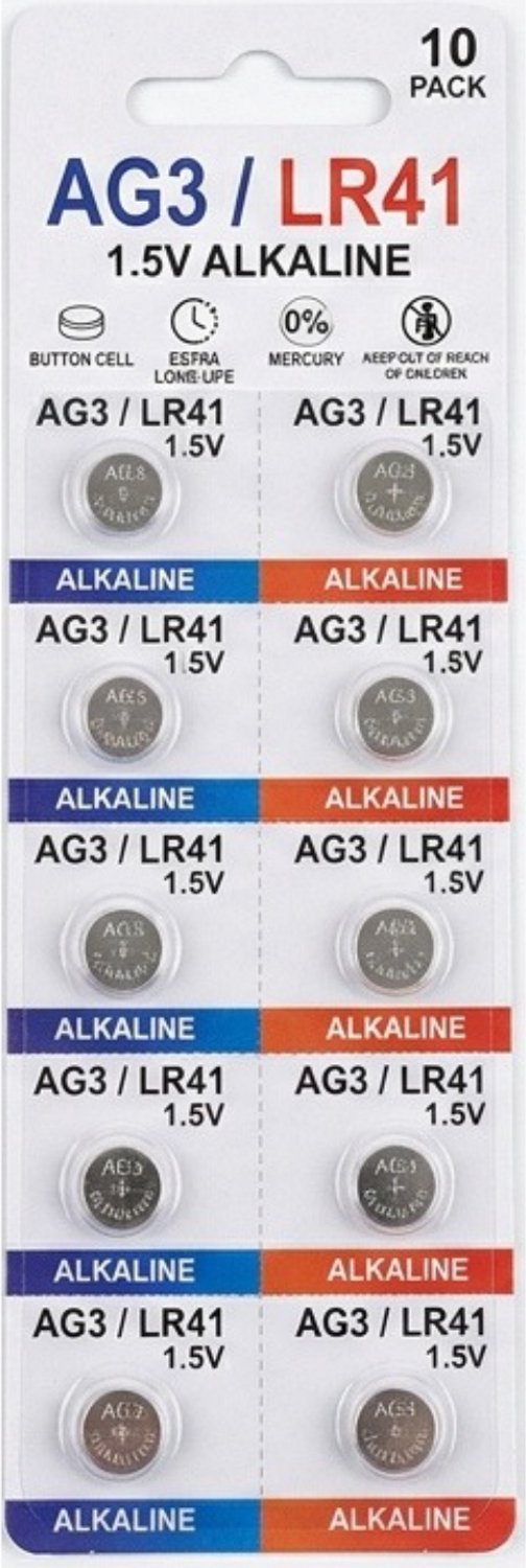 AG3 / LR41 Knoopcel Batterij Alkaline 1.5V – Per 10 Stuks