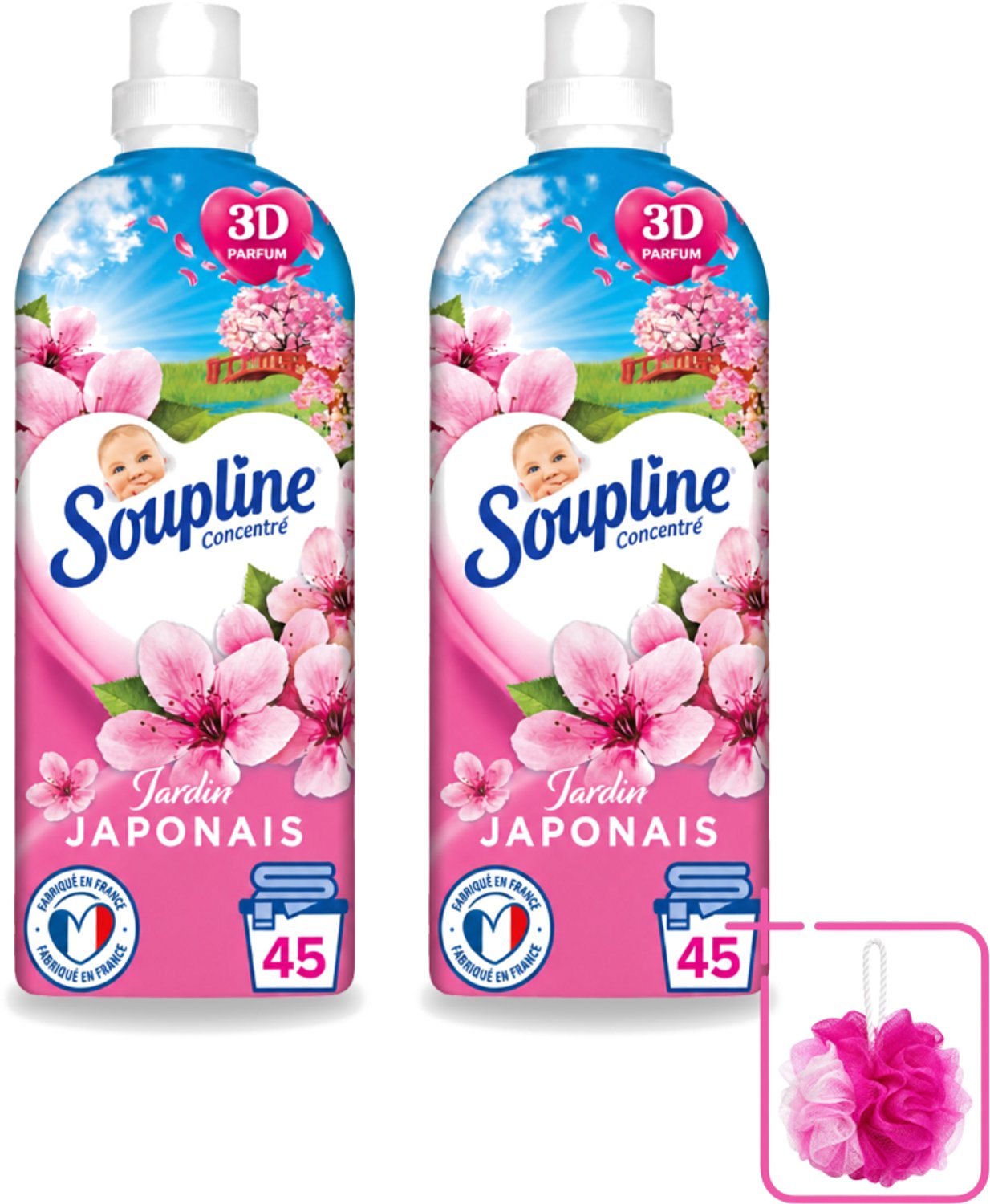 2 x Soupline – Wasverzachter – Japanse Tuin – 950 ml - Bulkverpakking - Wasverzachter - Douchemop - Zachte wasgoed