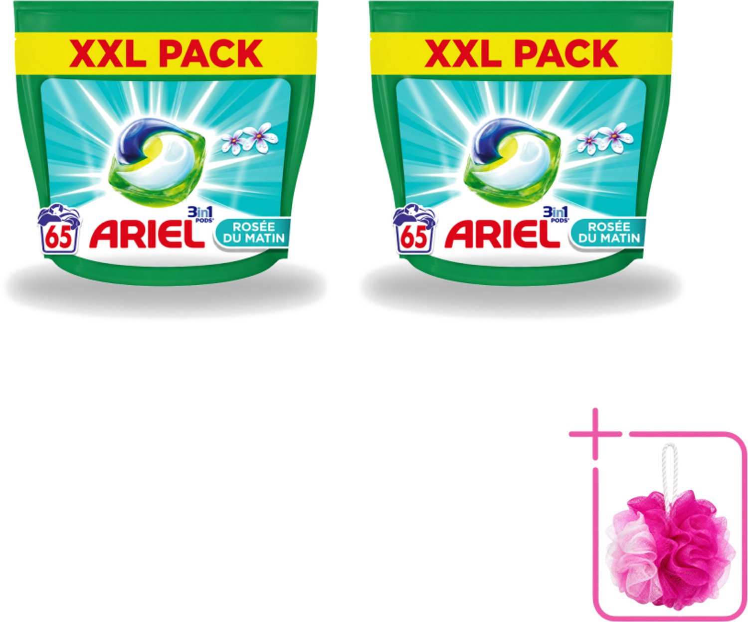 2 x Ariel – Pods 3in1 – Rosée du Matin – 1332 g – 65 wasbeurten - Bulkverpakking - Ariel 3in1 Pods Rosée du Matin - Douchemop - 3in1 waspods