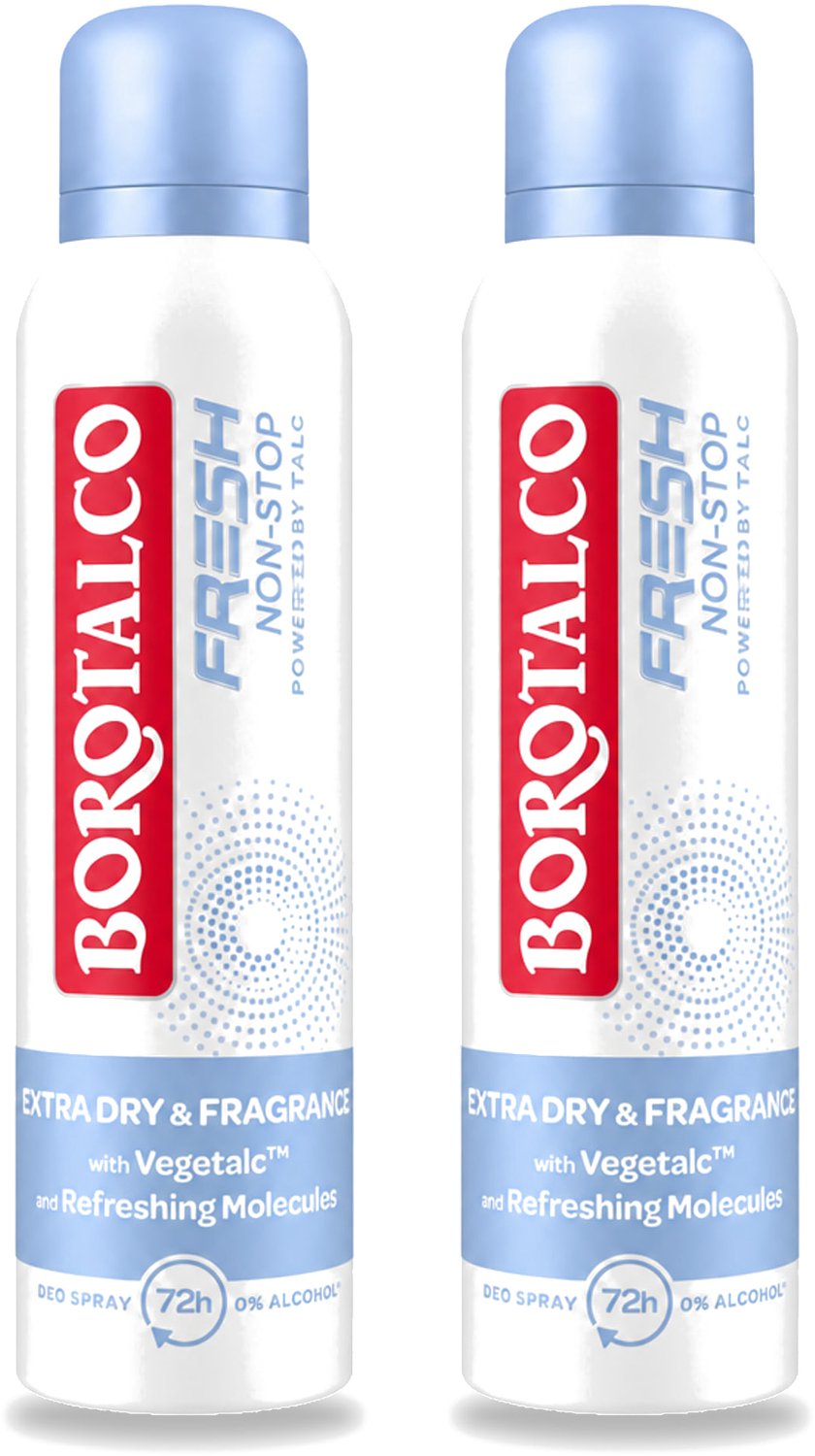 2 x Borotalco – Deodorant Spray – Fresh Non-Stop – 150 ml - Voordeelverpakking - 2 stuks