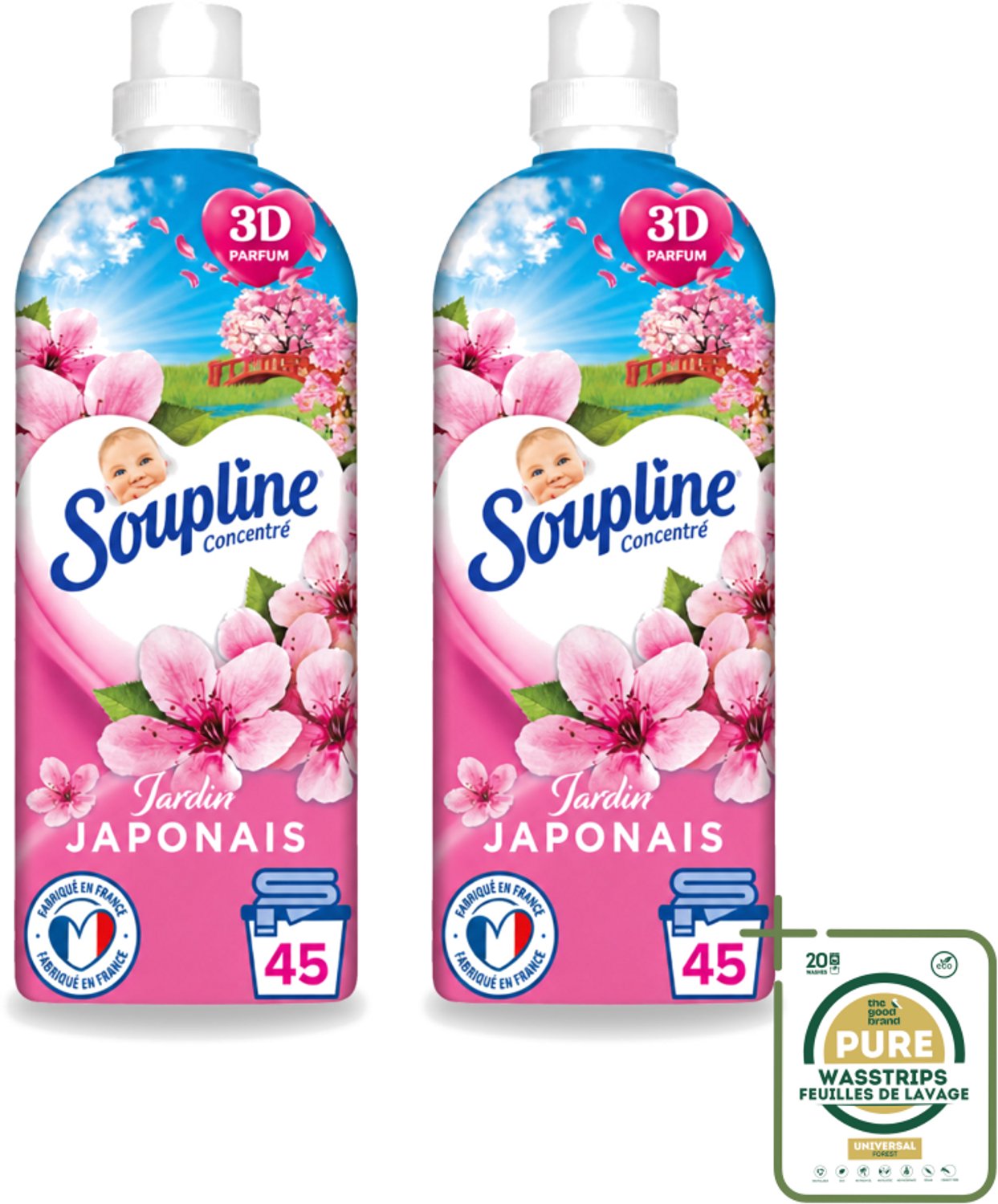 2 x Soupline – Wasverzachter – Japanse Tuin – 950 ml - Wasstrips - Wasverzachter - Zachte Wasgoed - Geur - Japanse Tuin - Rustgevende Geur