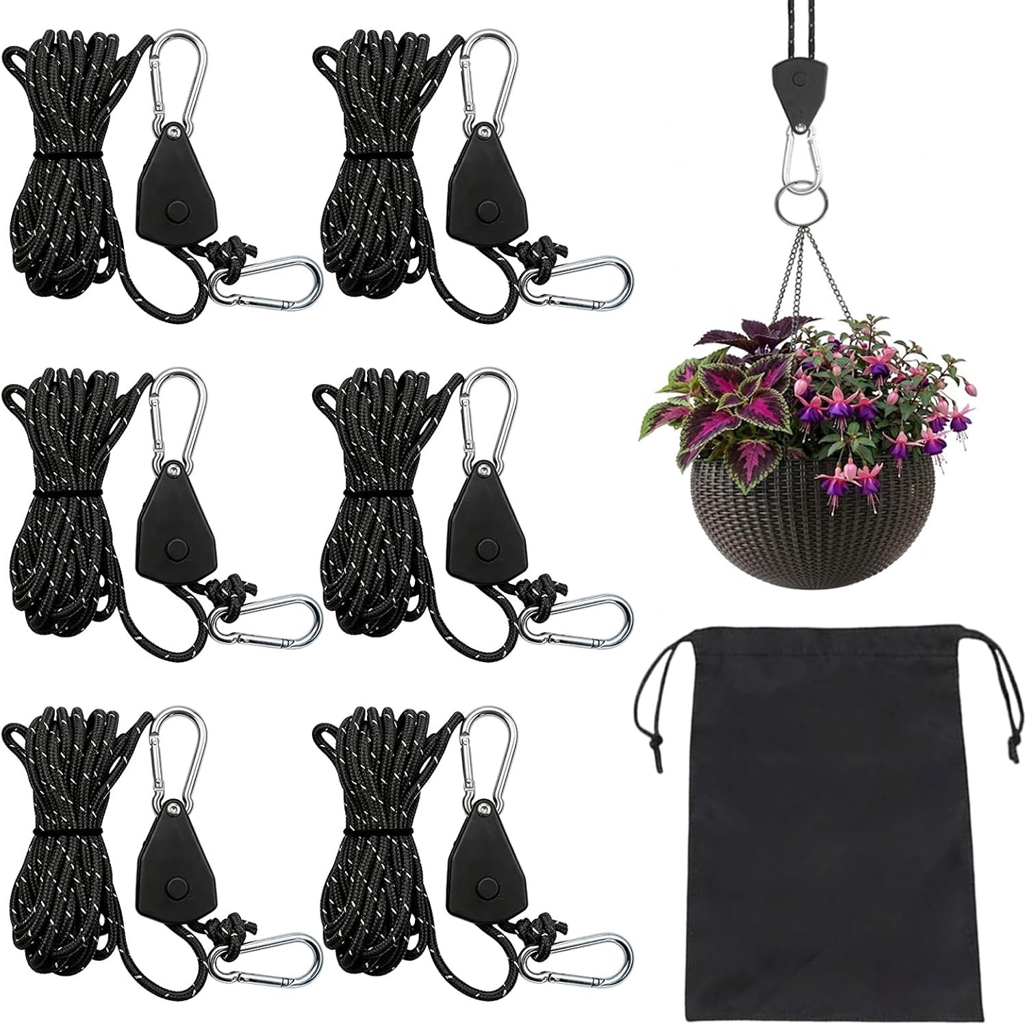 Kabelratels 6 stuks - robuust metaal en nylon - tot 70 kg - veilig en flexibel - Vemera