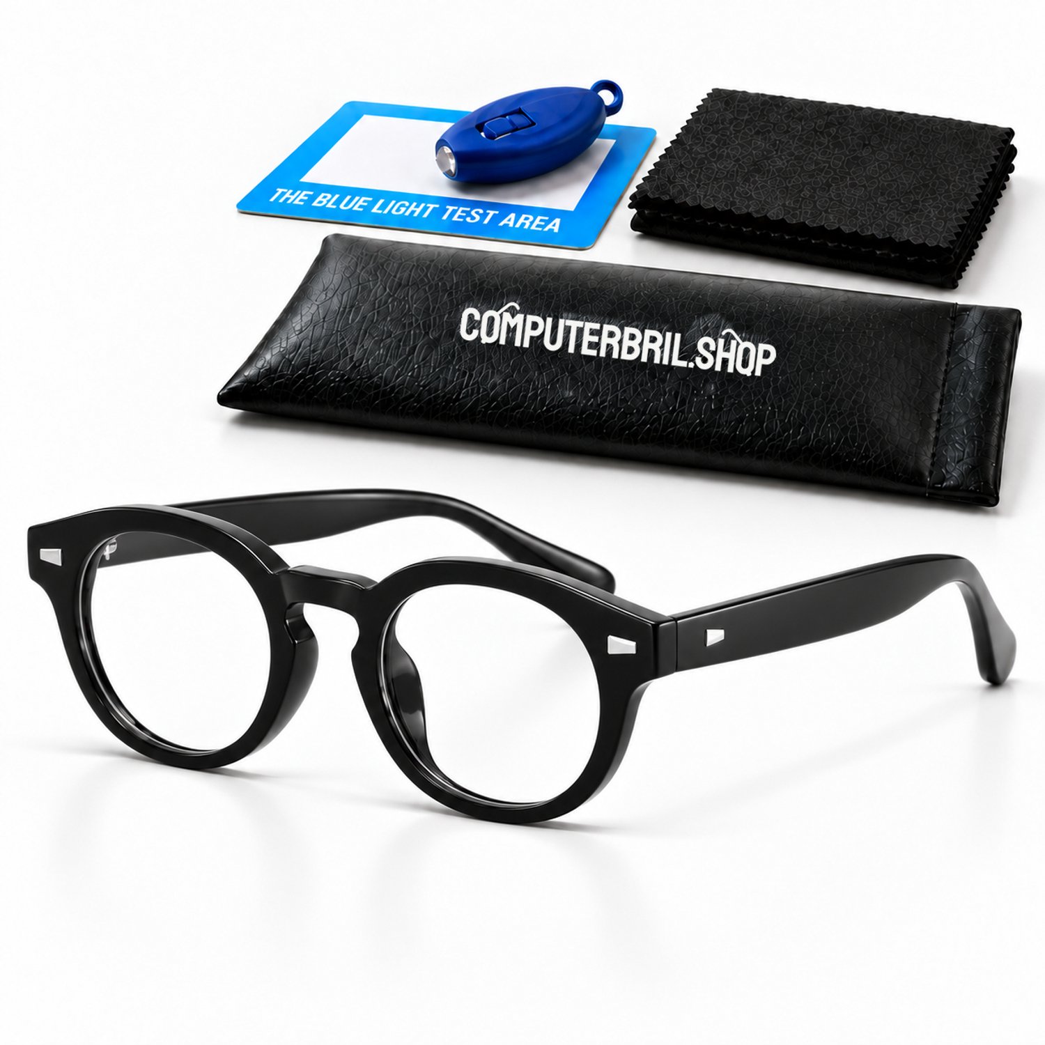 Blauw Licht Filter Bril Zonder Sterkte - Computerbril - Beeldschermbril - Blue Light Glasses - Jaren 30 Vintage Stijl - Zwart