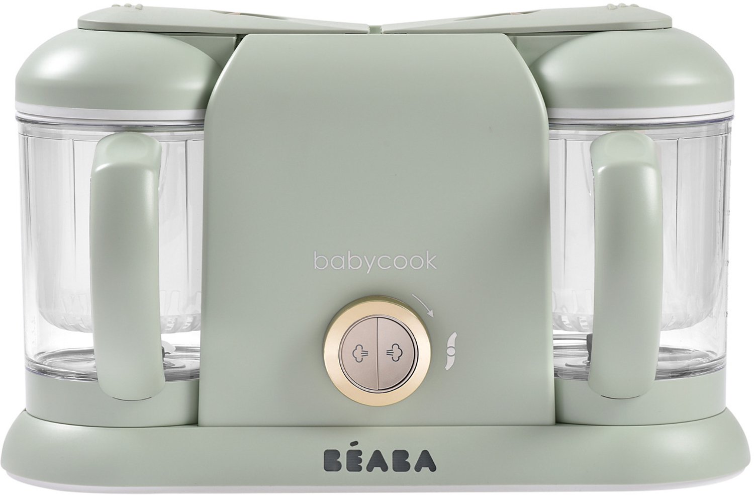Béaba babycook duo foodprocessor - 4-in-1 babyvoedingbereider met twee kommen van 1100 ml - xxl capaciteit van 2200 ml voor tweelingen en meal prep - klaar in 15 minuten - cycloonmix-mes voor elke textuur - misty green afbeelding