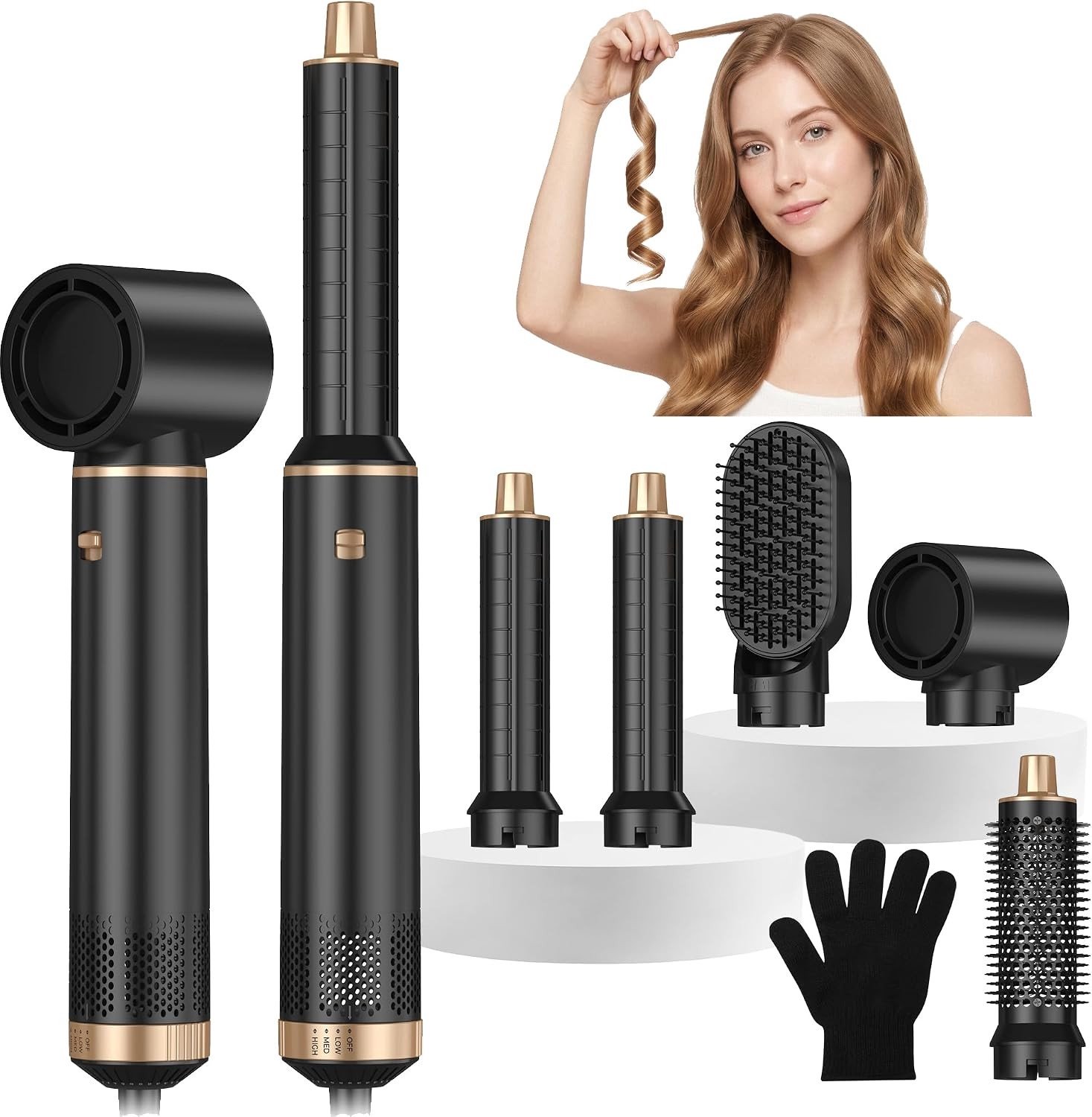 Haarstyler - Zwart - Geen specifieke maat - Multifunctionele Haardroger Borstel - Voor Thuisgebruik