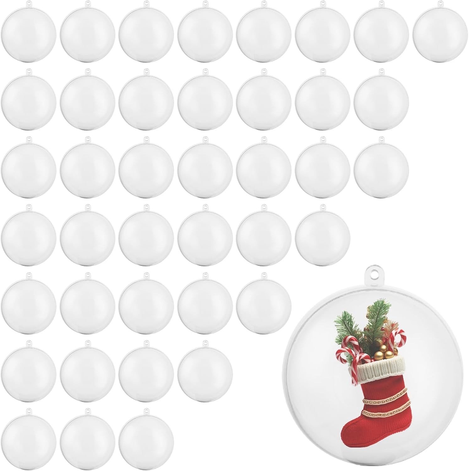 40 Stuks 8cm Transparante Kerstballen van Plastic voor DIY Vullingen, Kerstversieringen en Winterdecoraties