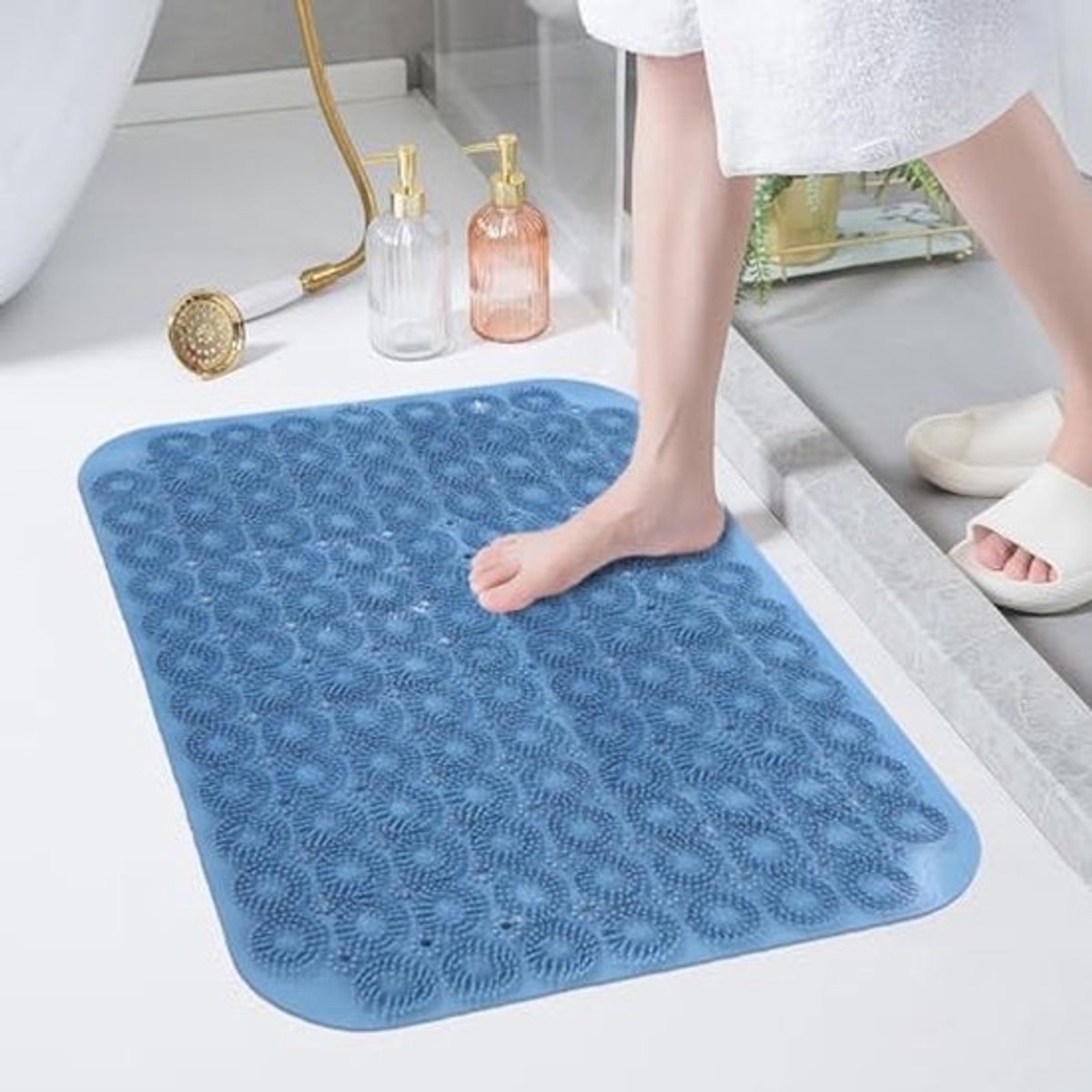 Ronde Antislip Douchemat met Zuignappen - Machinewasbare Badmat 40 x 60 cm