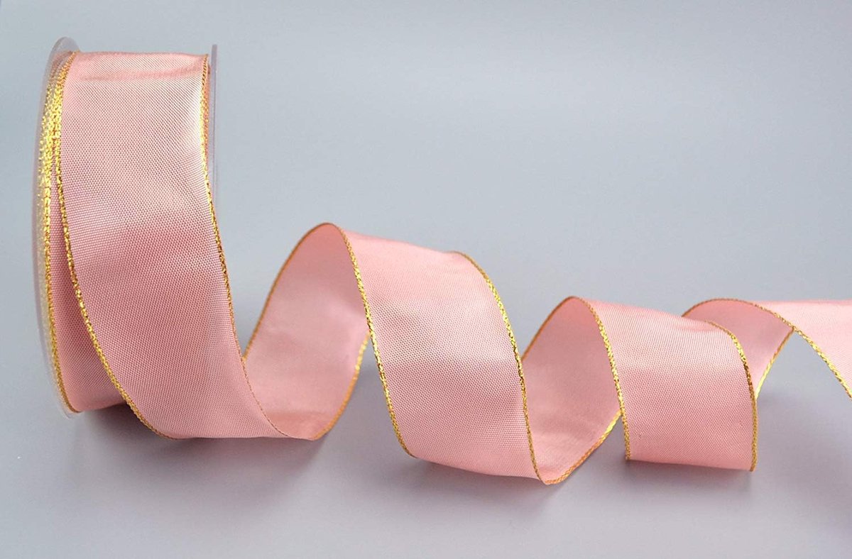 25 m x 40 mm Dekoband "Fairy Tale" ROSA GOLD draadrandband met Lurex metaalgaren lint gouden rand zilveren rand cadeaulint Kerstmis stoffen lint metallic glanzend