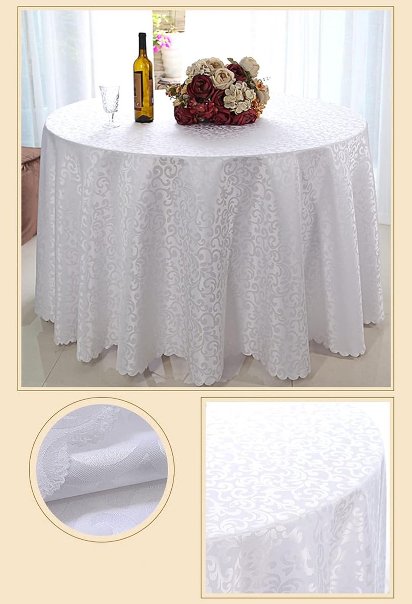 Tafelkleed tafel rok Home/Hotel/Kantoor Vergadertafelkleed Wit 160cm doorsnee