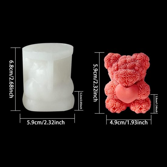 Beer Vorm Kaars Mal, Liefde Beer Zeep Siliconen Mallen, Kaars Epoxy Mold Hars Gietvorm voor DIY Kaars Maken Aromatherapie Wax Soaps Polymeer Klei Woondecoratie (Wit) — afbeelding 4