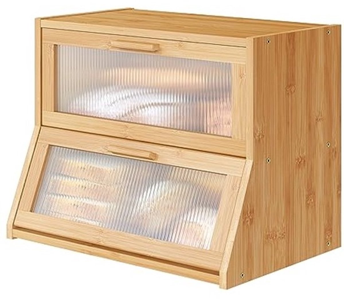 Bamboe Houten Broodtrommel met Dubbellaagse Grote Capaciteit en Acryl Deurpaneel
