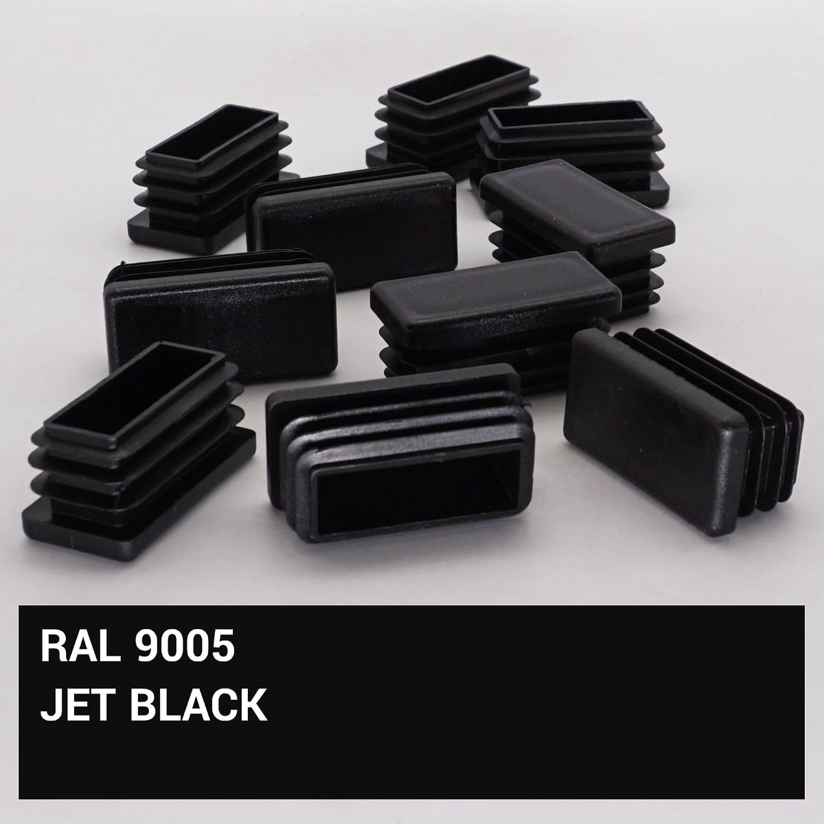 Pluggen 20 x 40 mm, matte rechthoekige stops, rechthoekige buisinzetstukken, hekpaaldoppen, zwart RAL 9005