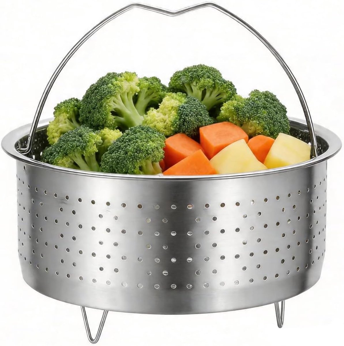 Stoomboommand om te koken, roestvrijstalen groentestoommandinzet voor snelkookpannen en potten, accessoires (buitendiameter 17,5 cm/6,8 inch)