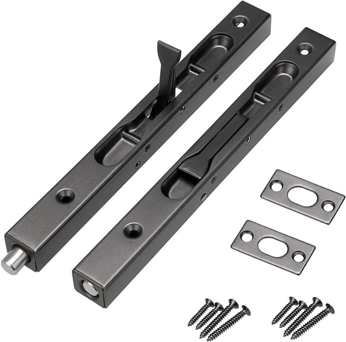 2 Stuks Verborgen Deurbout Van Roestvrij Staal, Schuifboutslot, 15 Cm Veiligheidsdeurslot, Deurspoelbout Voor Composietdeuren, Houten Deuren, Dubbele Deuren (Zwart)