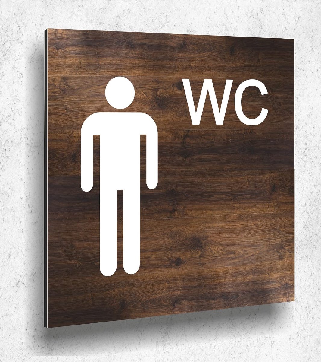 Wc-bord houtlook eiken donker dames heren hout UV druk 12 x 12 cm - 3 mm aluminium composiet - Made in Germany art.nr. E 2011