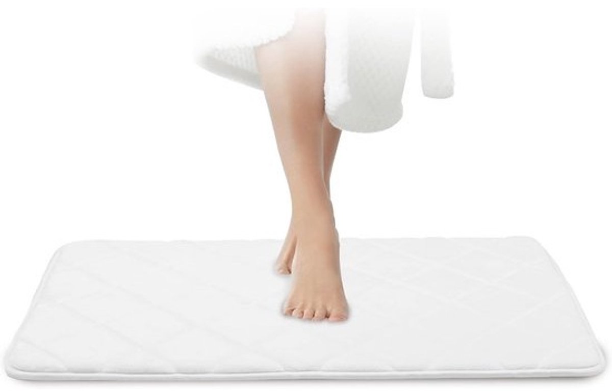 Onderhoudsvriendelijke Badmat Wit - Memory Foam Badkleed - Antislip en Wasbaar Douchemat 50x80cm