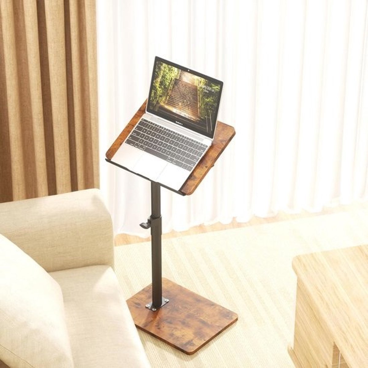 Verstelbare Sofa Armleuning Tafel - 360° Rotatieve Einde Tafel voor Kleine Ruimtes