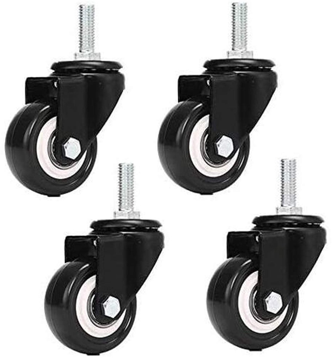 M8 x 25 mm, 4 stuks dragende 240 kg PU roterende wielen voor vervanging van trolleymeubels (zonder rem)