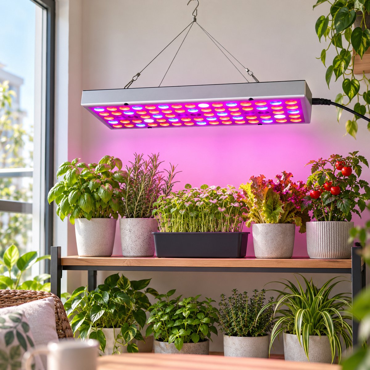 Rosnek LED Kweeklamp voor Planten - Full Spectrum Groeilamp met UV en IR - Hangend Plantenlicht voor Kamerplanten, Zaailingen, Hydrocultuur en Kas - EU-stekker - 25 W Paneel - 75 LEDs