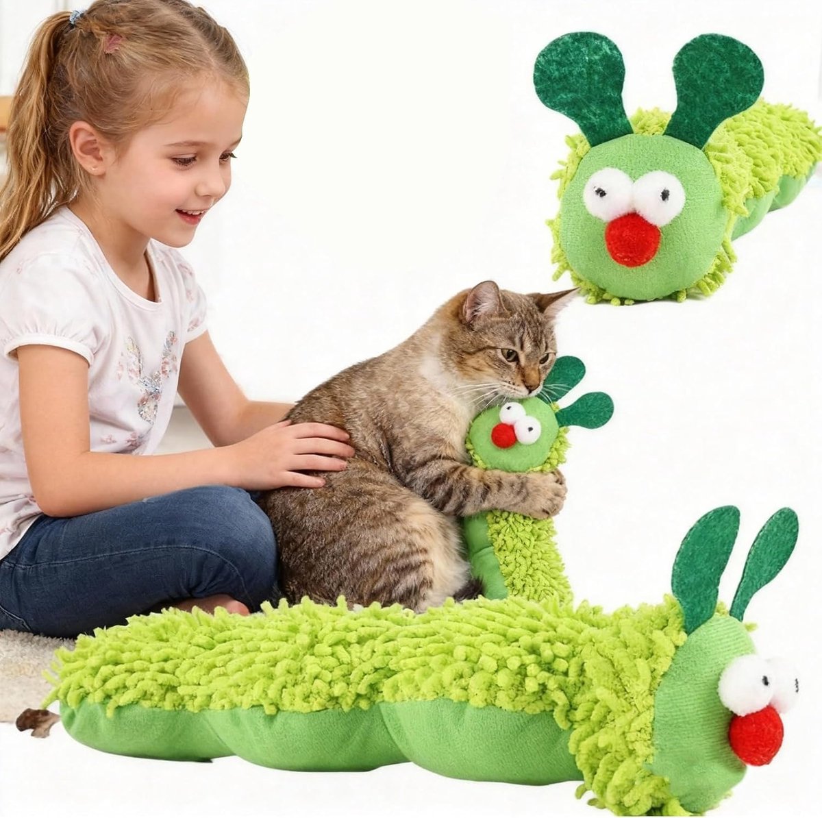 2 stuks Kauwspeelgoed voor katten: Rups, Kattenkruid, Knaagspeelgoed, Zilverwijnstok, Kattenspeeltje, Interactiespeelgoed, Schoonmakend Bekje, Kittenspeelgoed, Huisdierbenodigdheden en Accessoires