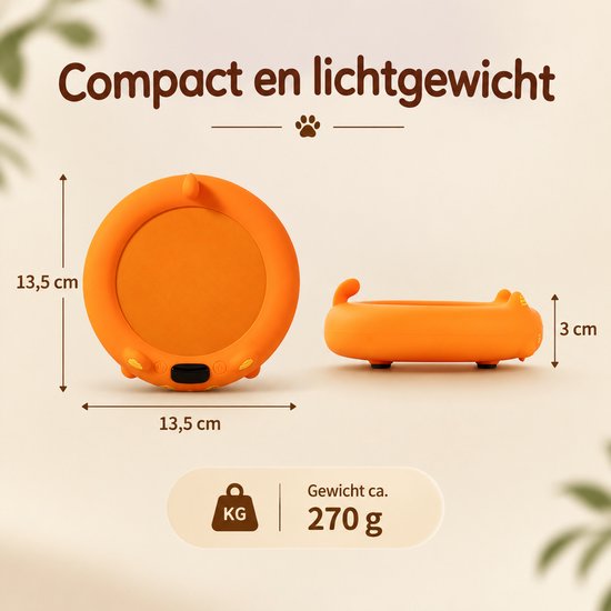 Namajunas Katvormige Warmhoudplaat voor Koffie & Thee - Elektrische Mok Warmer - 4 Temperatuurstanden - Warmhoudonderzetter voor Bureau en Thuis - Oranje — afbeelding 3